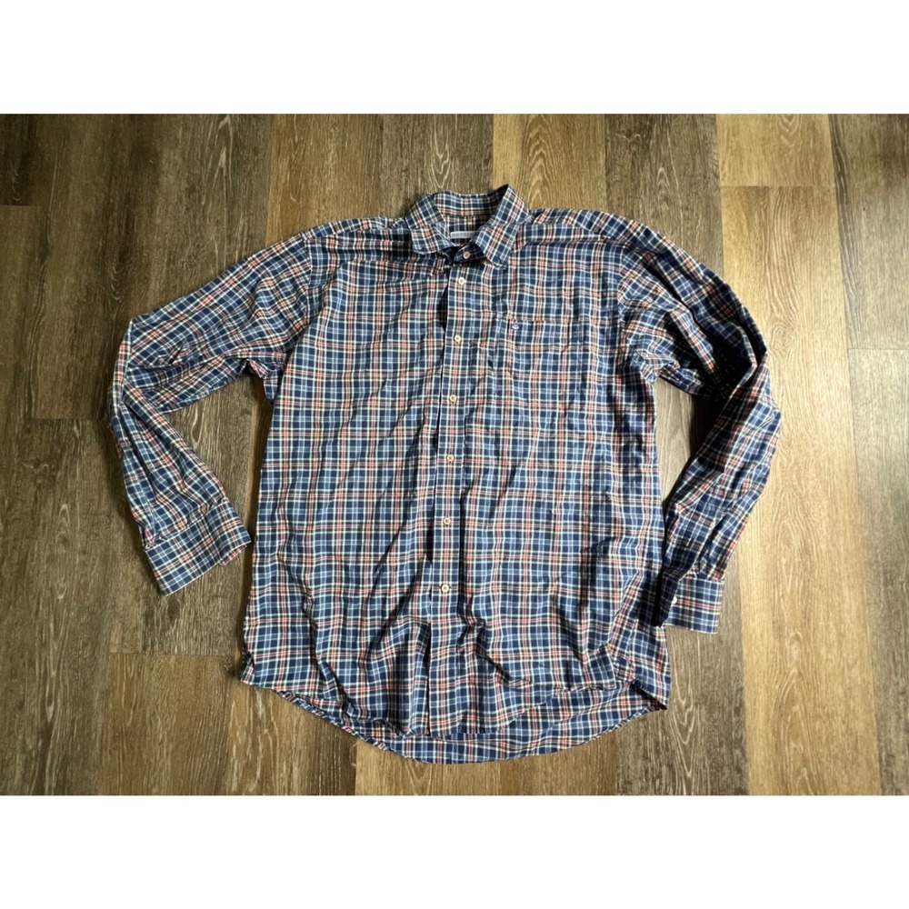 Southern Tide Button Down Shirt Mens XL Blue Plaid Classic Fit 100% Cotton